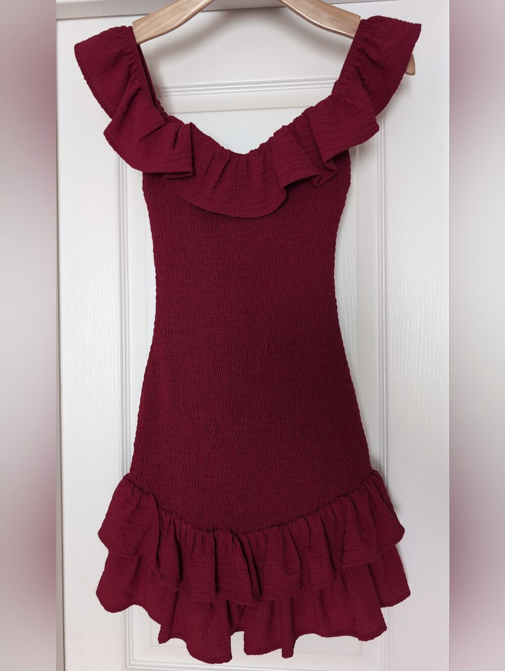 Windsor Girls' Burgundy Ruffle Knit Dress
